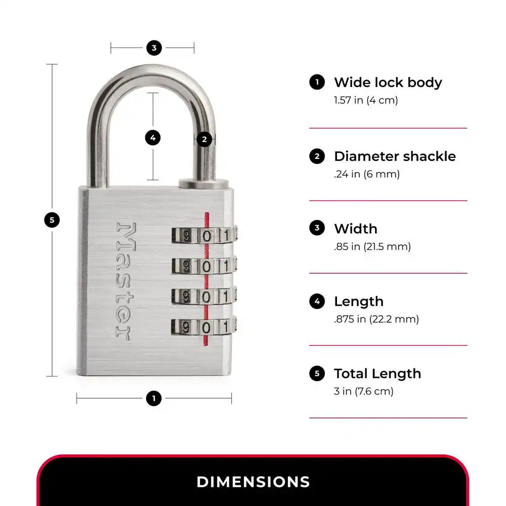Combination Lock, Resettable 4-Dial Free Shipping New