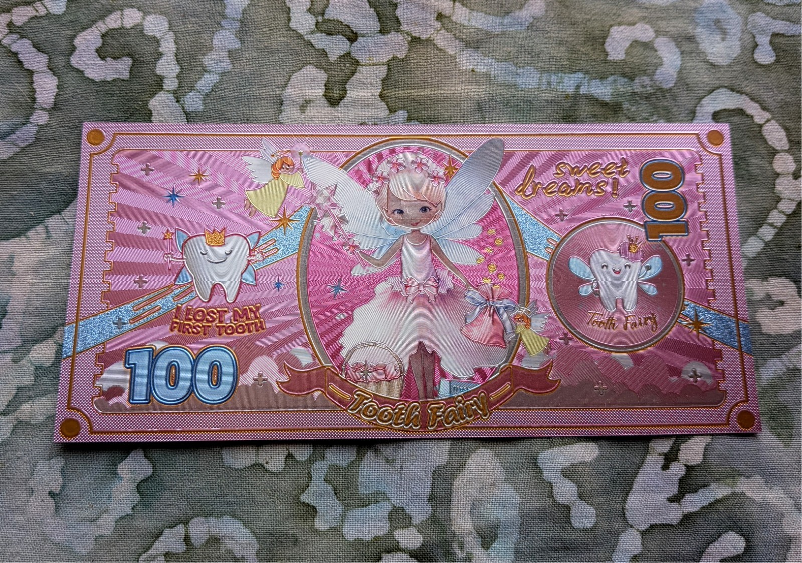 Tooth Fairy 24k Gold Foil Plated Collectible Novelty Banknote Mint!