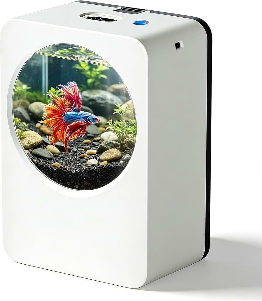 Betta Fish Tank 0.3 Gallon mini Desktop Fish Tank, Aquarium Starter Kits, Small