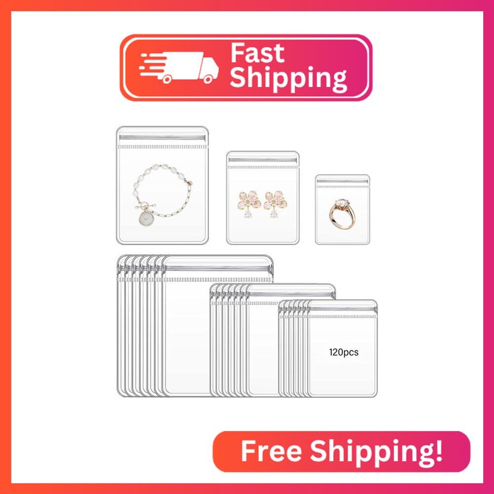 LETGO 120 pcs 3 Sizes Clear PVC Jewelry Bags Plastic Transparent Jewelry Pouches