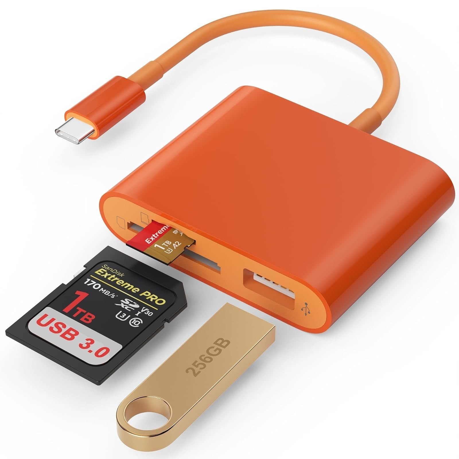 USB-C SD Card Reader USB 3.0 Adapter Dual Slot SD microSD