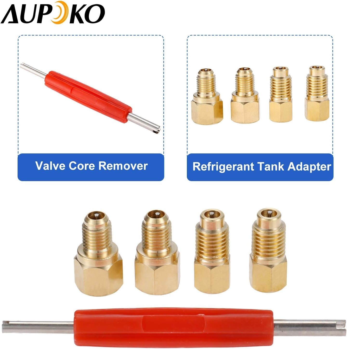 R12 to R134a Adapters, R134A Refrigerant Tank Adapter Kit with Valve Core R