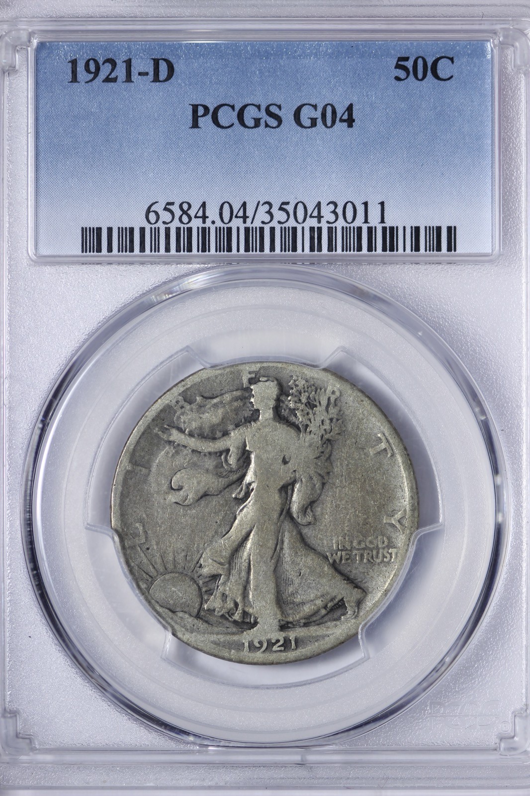 1921-D Walking Liberty Half Dollar Key Date PCGS G04 G4 RUNLM