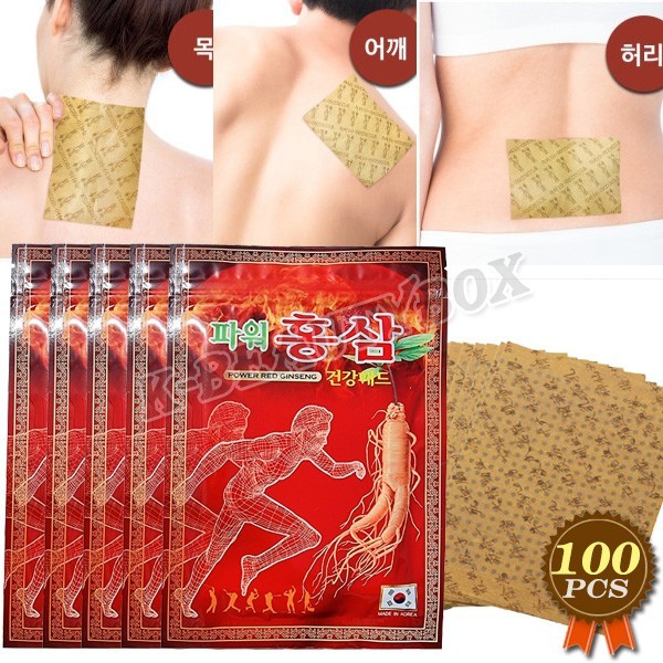 Korean Power Red Ginseng Health Pad 20pcs x 5 packs Energy Health Patch Hot Pack