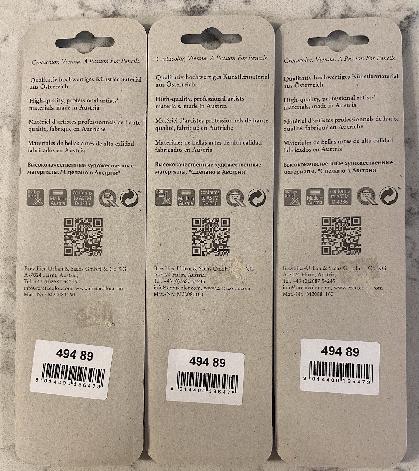 3X - NEW IN PACKAGE 3 CRETACOLOR COMPRESSED CHARCOAL SOFT / MEDIUM / HARD
