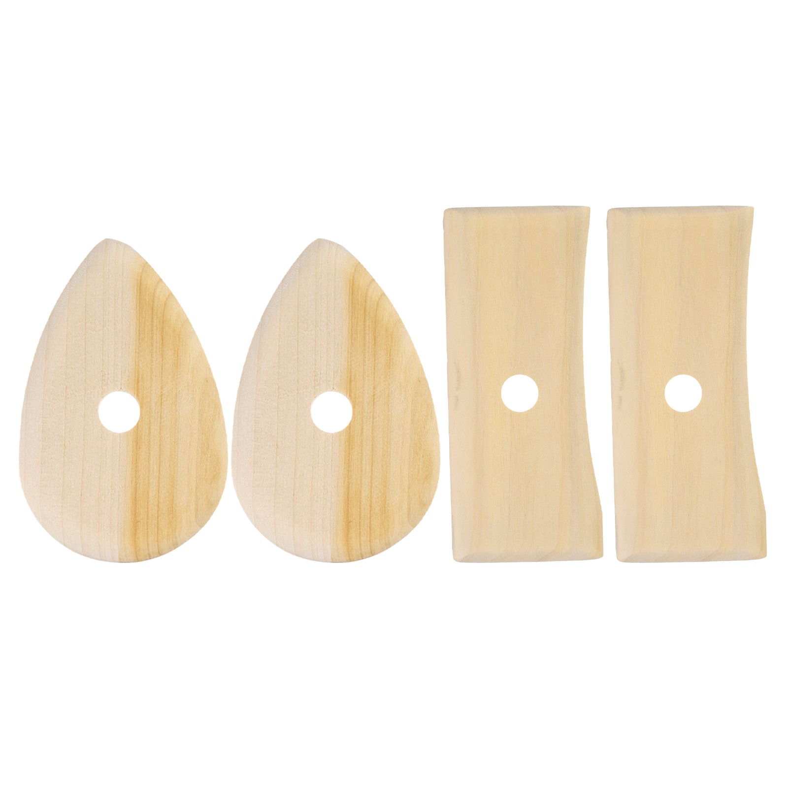 4pcs Pottery Ribs 10.3cm x 6.6cm 12.3cm x 5.2cm Wooden Ceramic Sculpting Tools