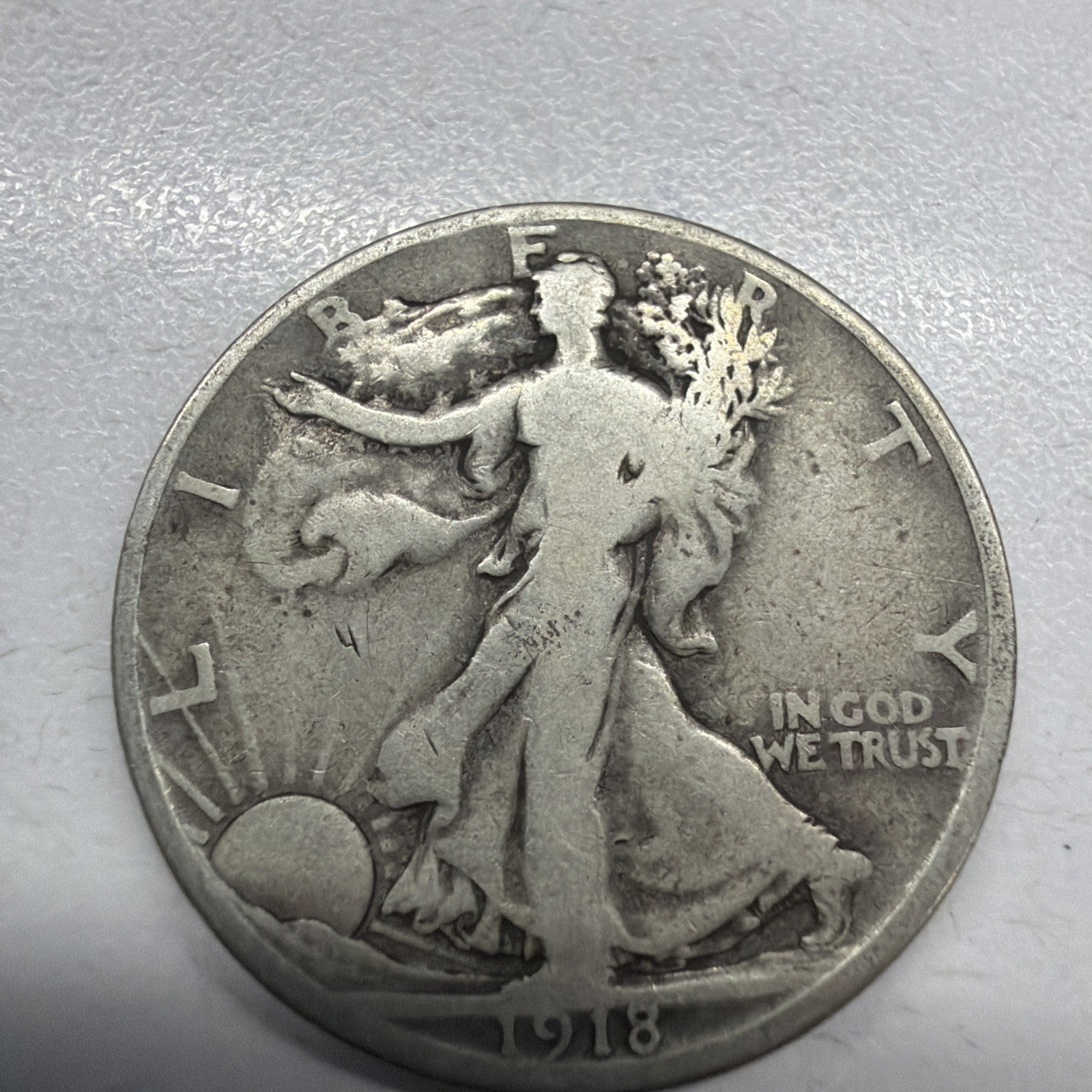 1918-S Walking Liberty Half Dollar 50c Silver Actual Coin Very Fine Great Add