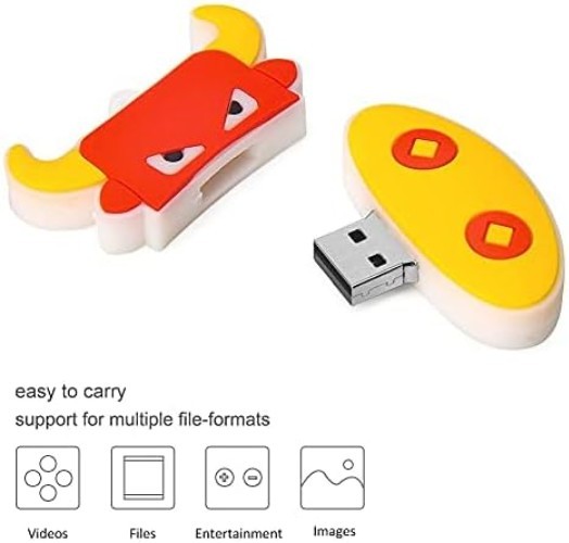 USB Flash Drive 32GB Cute Bull Pattern USB Drive Thumb Drives USB 2.0 Memory ...