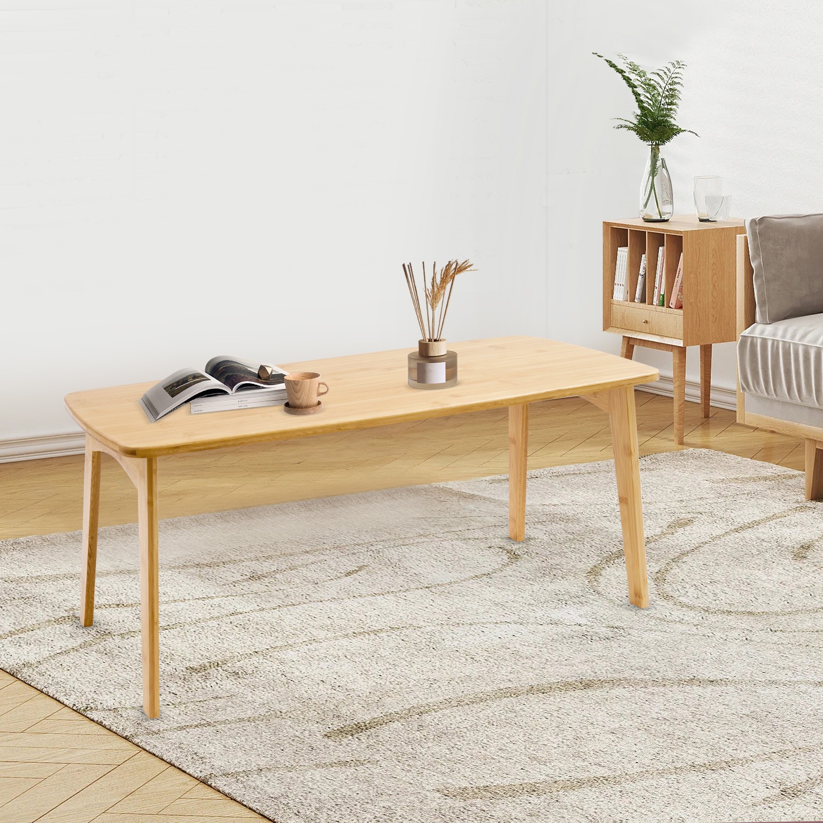 80*40*35cm Floor Table Foldable Bamboo Table Small Coffee Tea Meditation Table