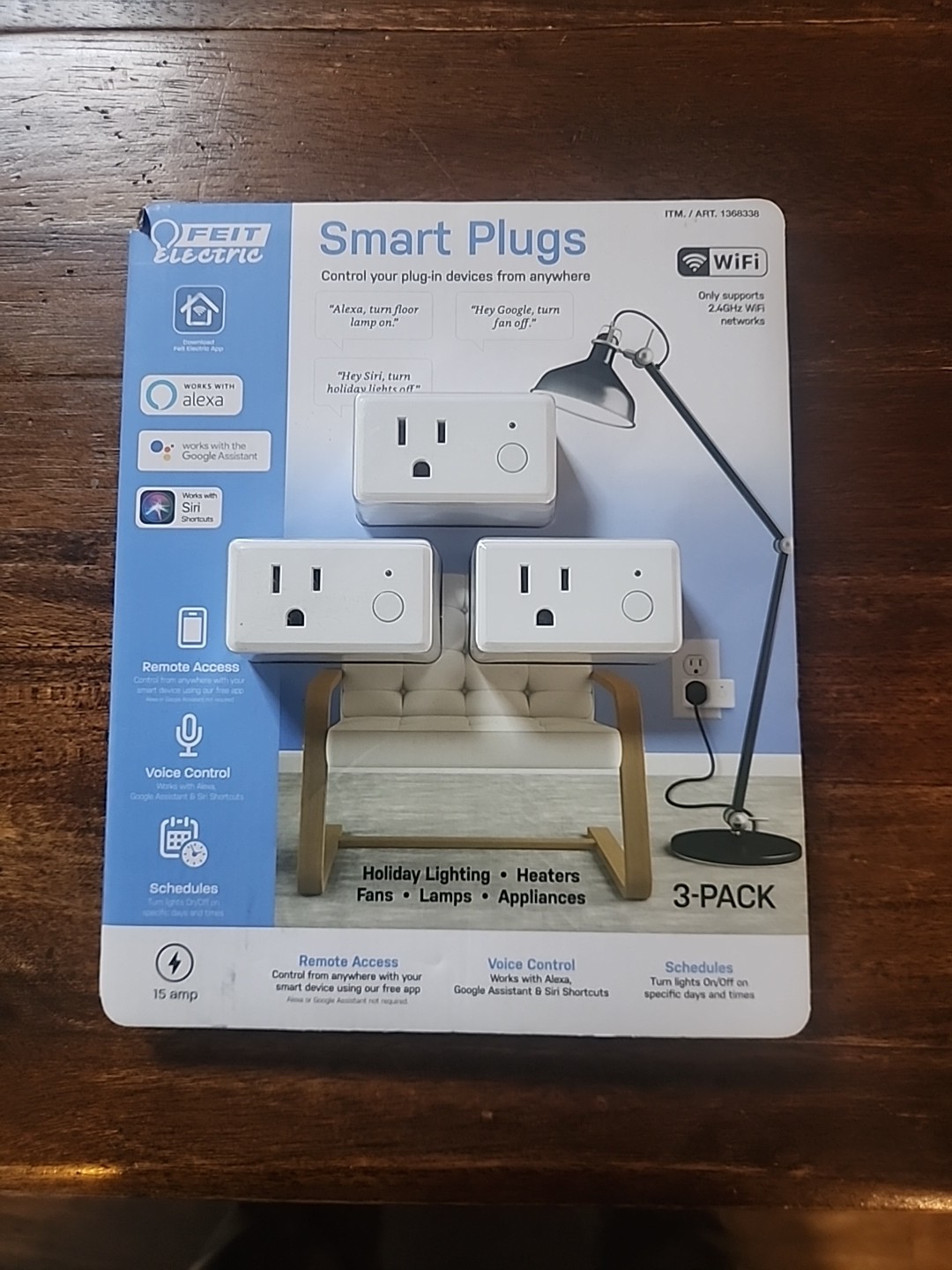 Feit Electric 1368338 2.4GHz WiFi Smart Plug 3-pack Remote Access Schedules NEW