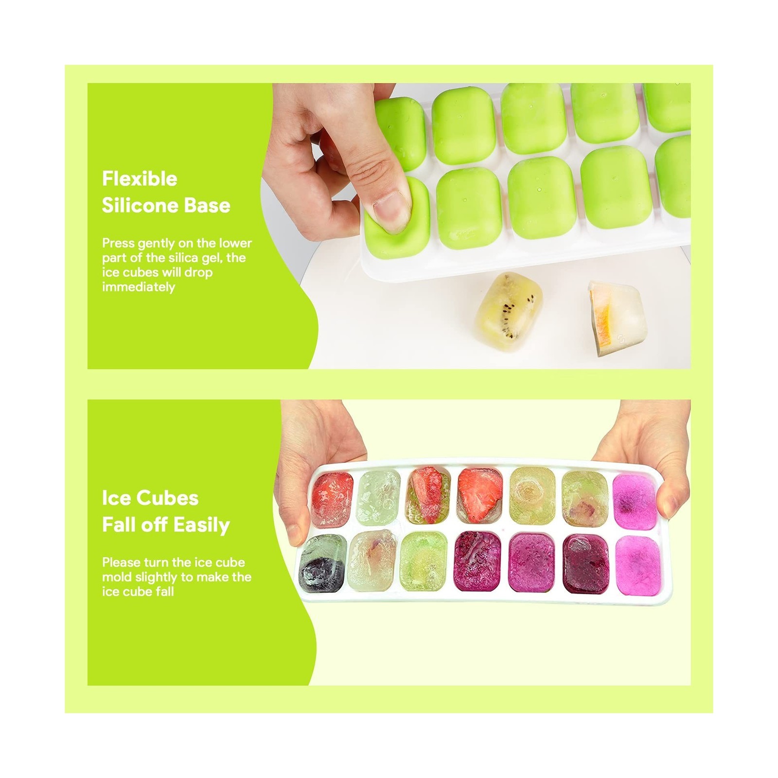 Ice Cube Trays 4 Pack, Airabc Silicone with Removable Lid, Easy-Release Flexi...