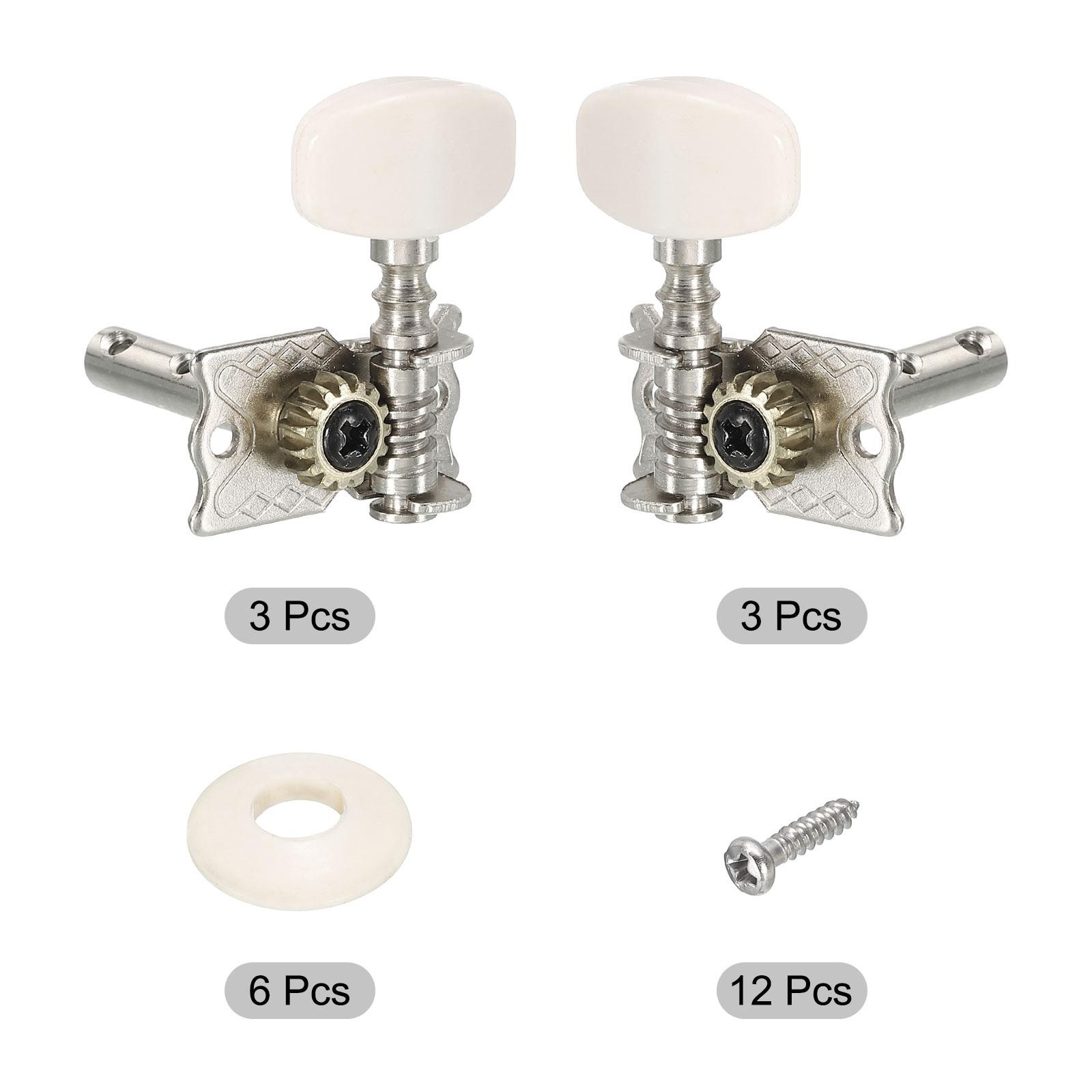 Classical Guitar String Tuning Pegs Tuners Single Hole 3L 3R, 6pcs, Beige