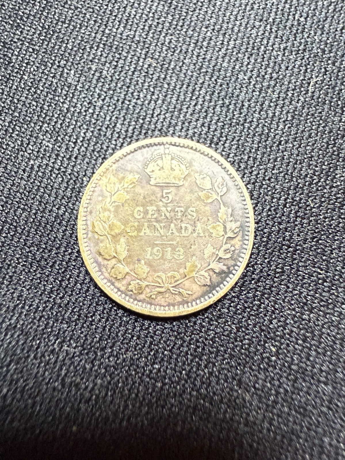 1913 Canada 5 Cents Silver Coin King George