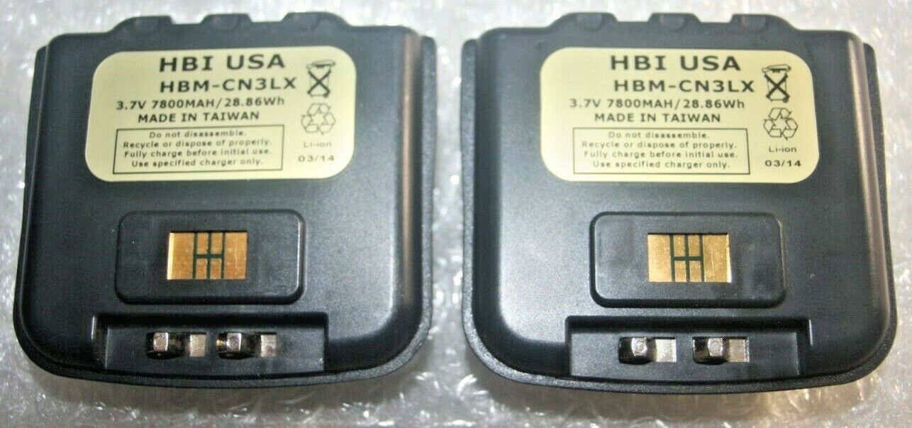 Two Intermec CN3, CN4, 3.7v 7800mAH, 28.86Wh, HBM-CN3LX Li-Ion Extended Battery