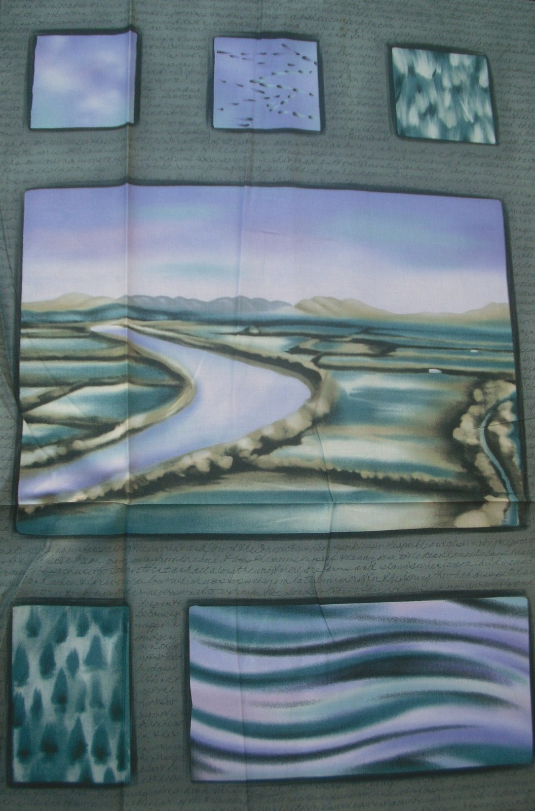 Benartex River Bed #1307-49 QUILT FABRIC by Deborah Baronas Panel - Sage