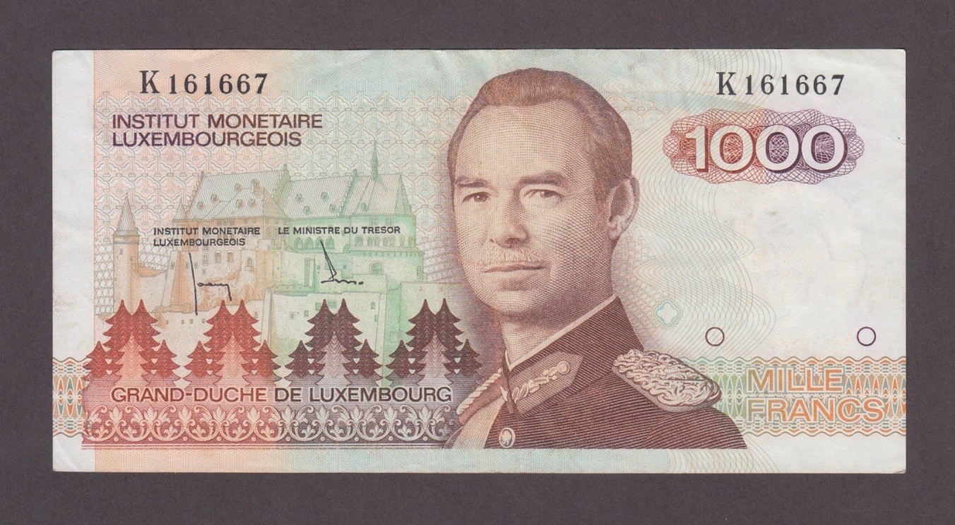 LUXEMBOURG P.59-1667 1000 FRANCS (1985) PFX K  VF WE COMBINE. 2607