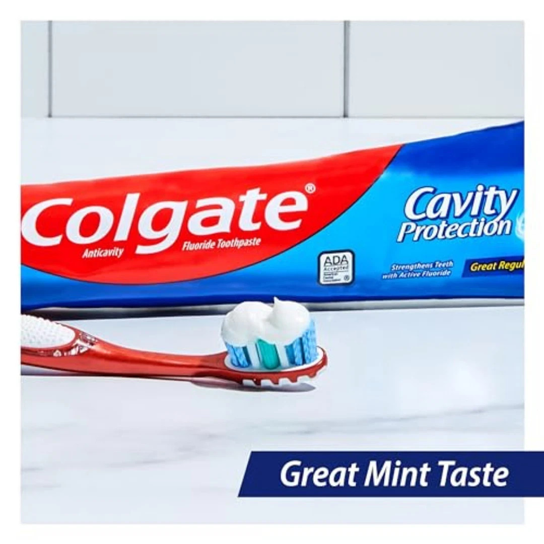 Colgate Cavity Protection Toothpaste with Fluoride, Minty Great Regular Flavor,