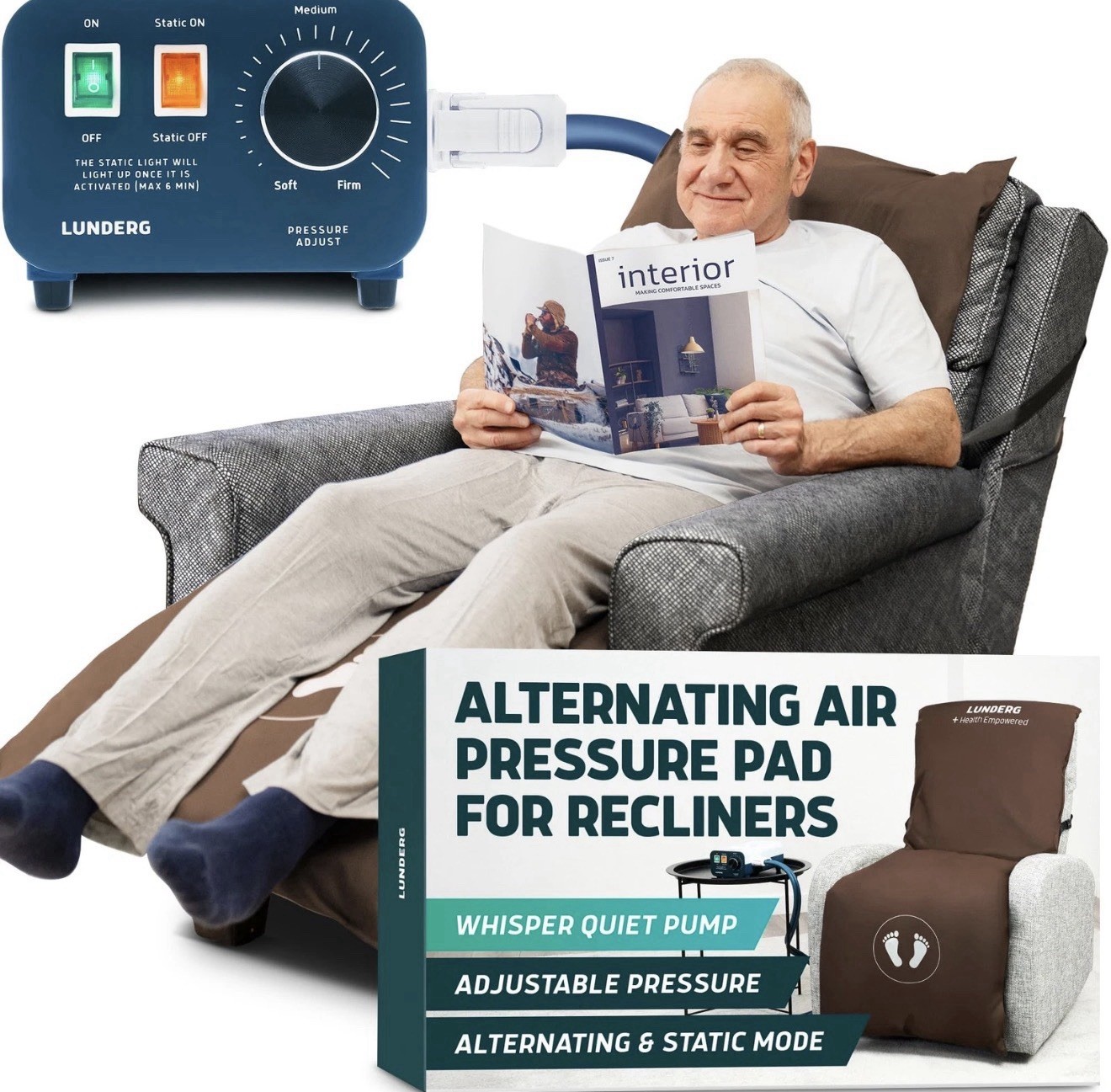 NEW Lundberg Alternating Air Pressure Pad for Recliner Chair Pressure Relief