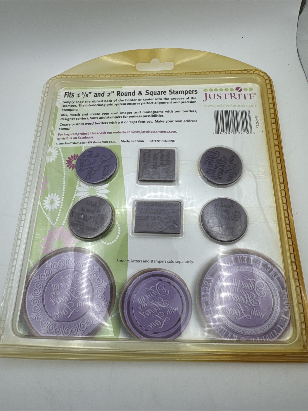 Justrite Loving Thoughts 6 Round & Square Centers 1 5/8 6