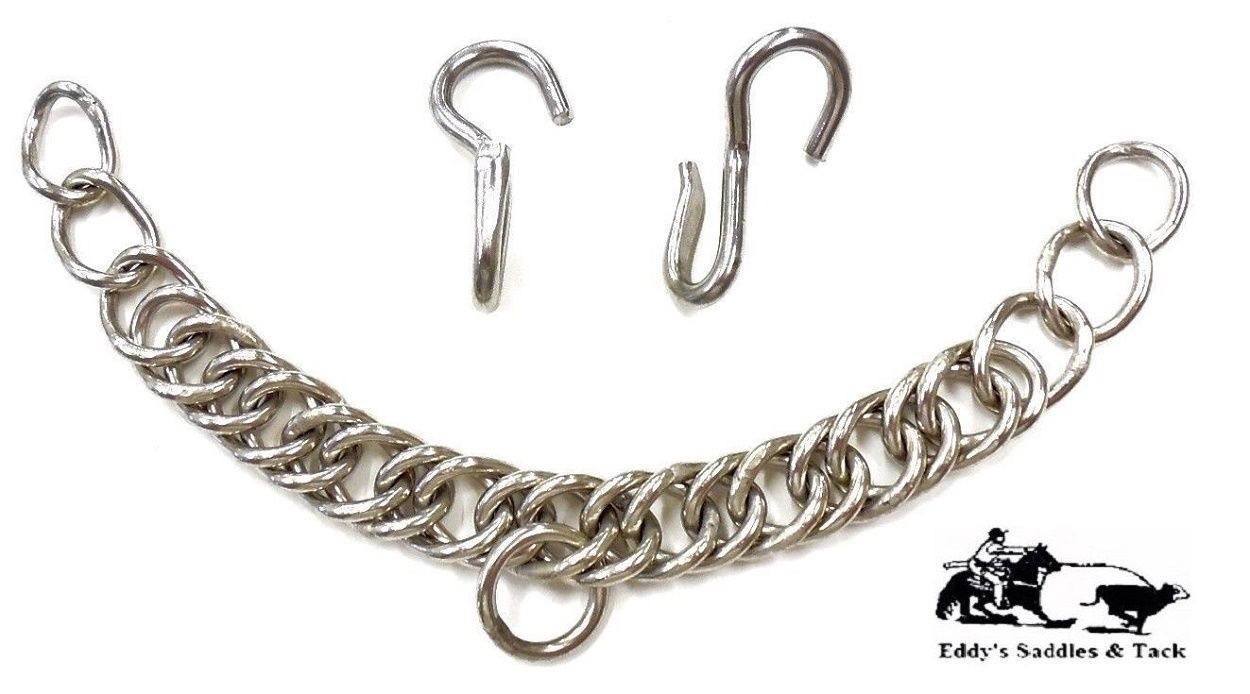 English Style Hook Curb Chain w/Hooks Stainless Steel 12 to 12-1/2" Eddy's Tack