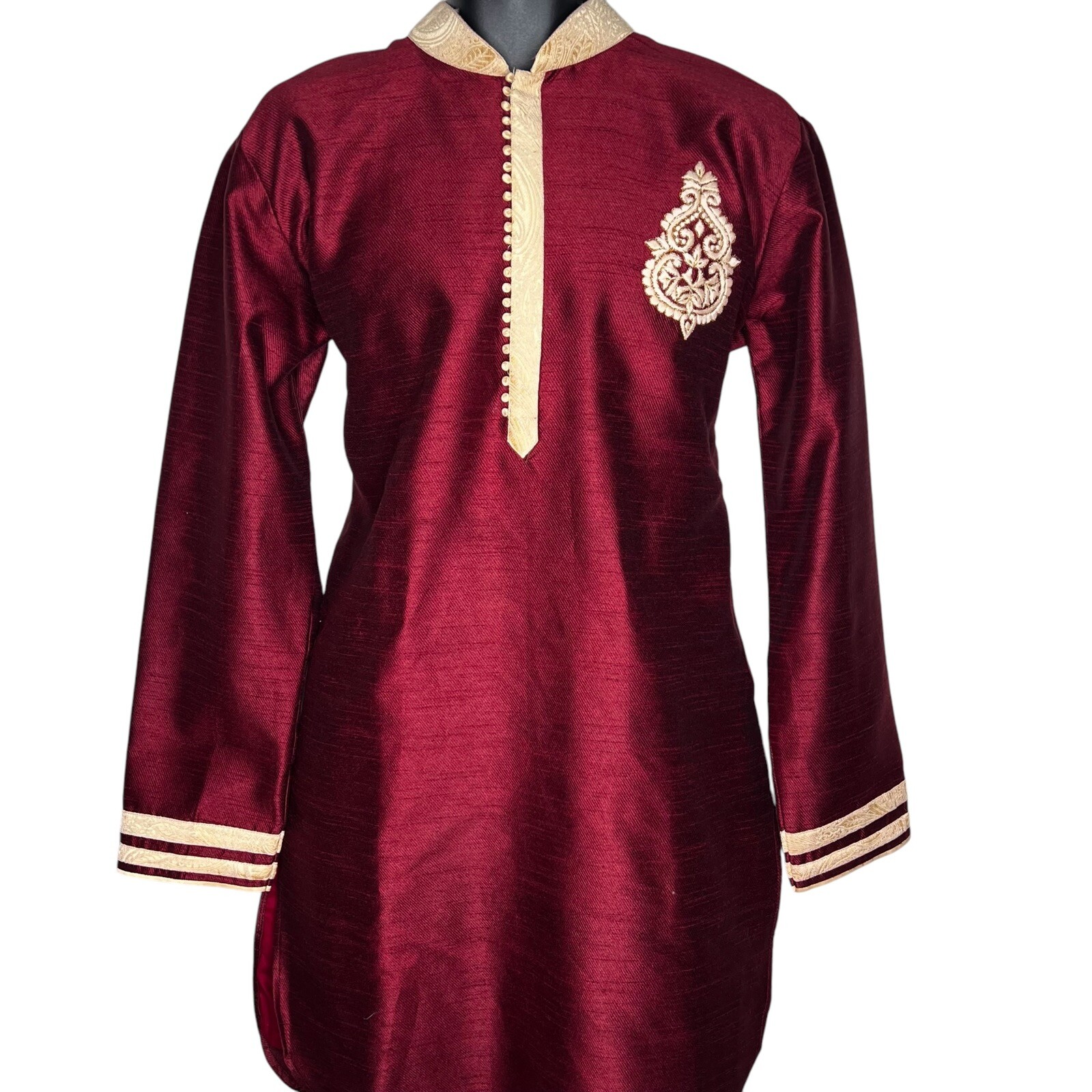 Middle Eastern Men Maroon Long Sleeve Top/ Shirt