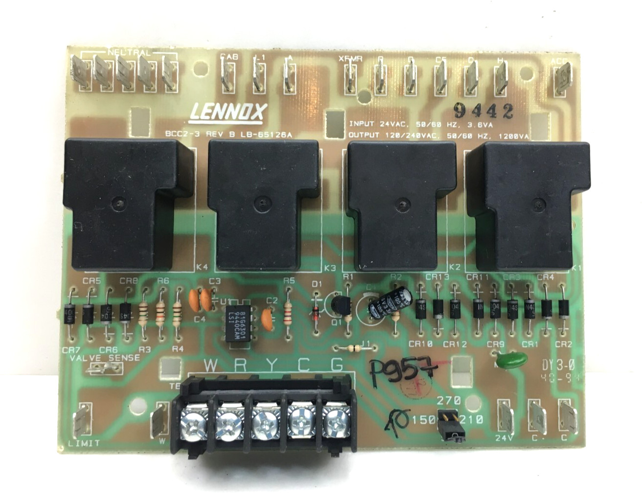 Lennox BCC2-3 Rev B LB-65126A Furnace Control Circuit Board  used #P957