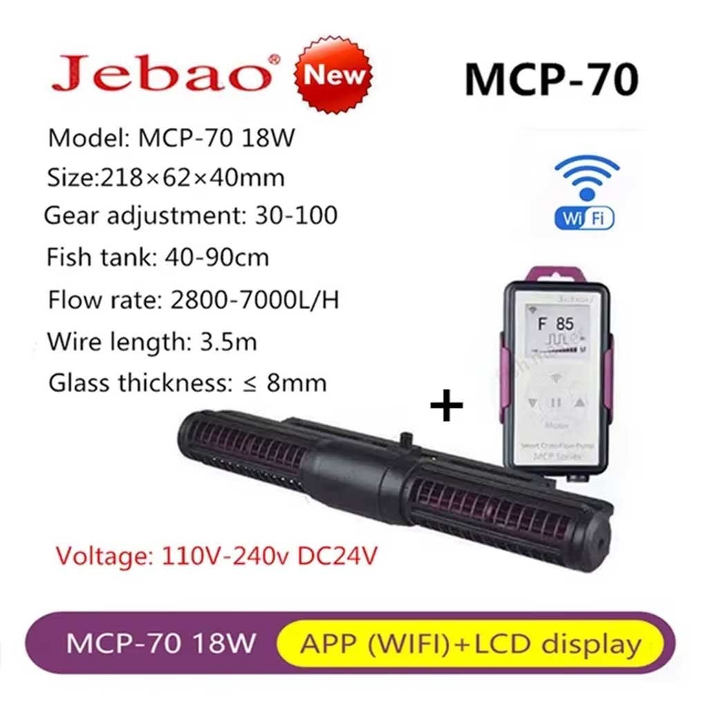 Jebao WIFI Aquarium Wave Maker, Cross Flow Pump with LED Display Controller