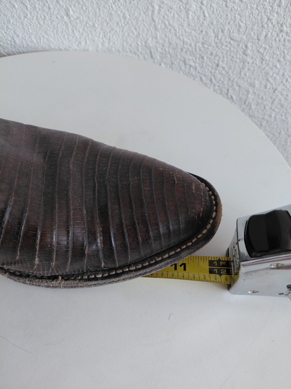 Western Brown Leather Boots Lizard Vamp Handcrafted In Mexico Mens Size 10