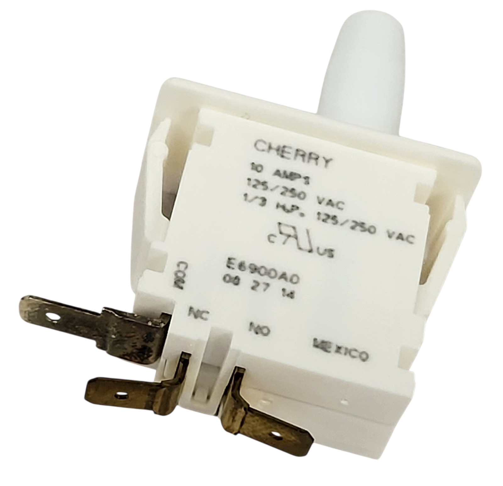 2 PACK Cherry 0E6900A0 White Switch Pushbutton 10A 125/250 Vac Quick Connect