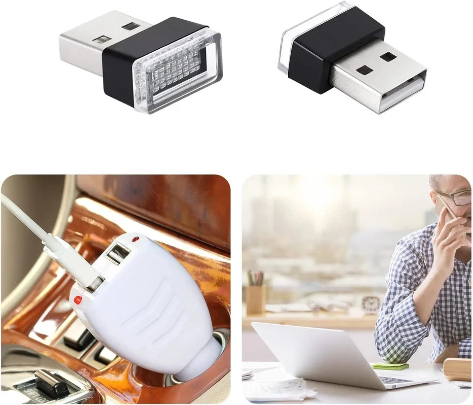 7 Pieces Mini USB LED Light Car Interior Lights USB LED Atmosphere Lamp Light Pl