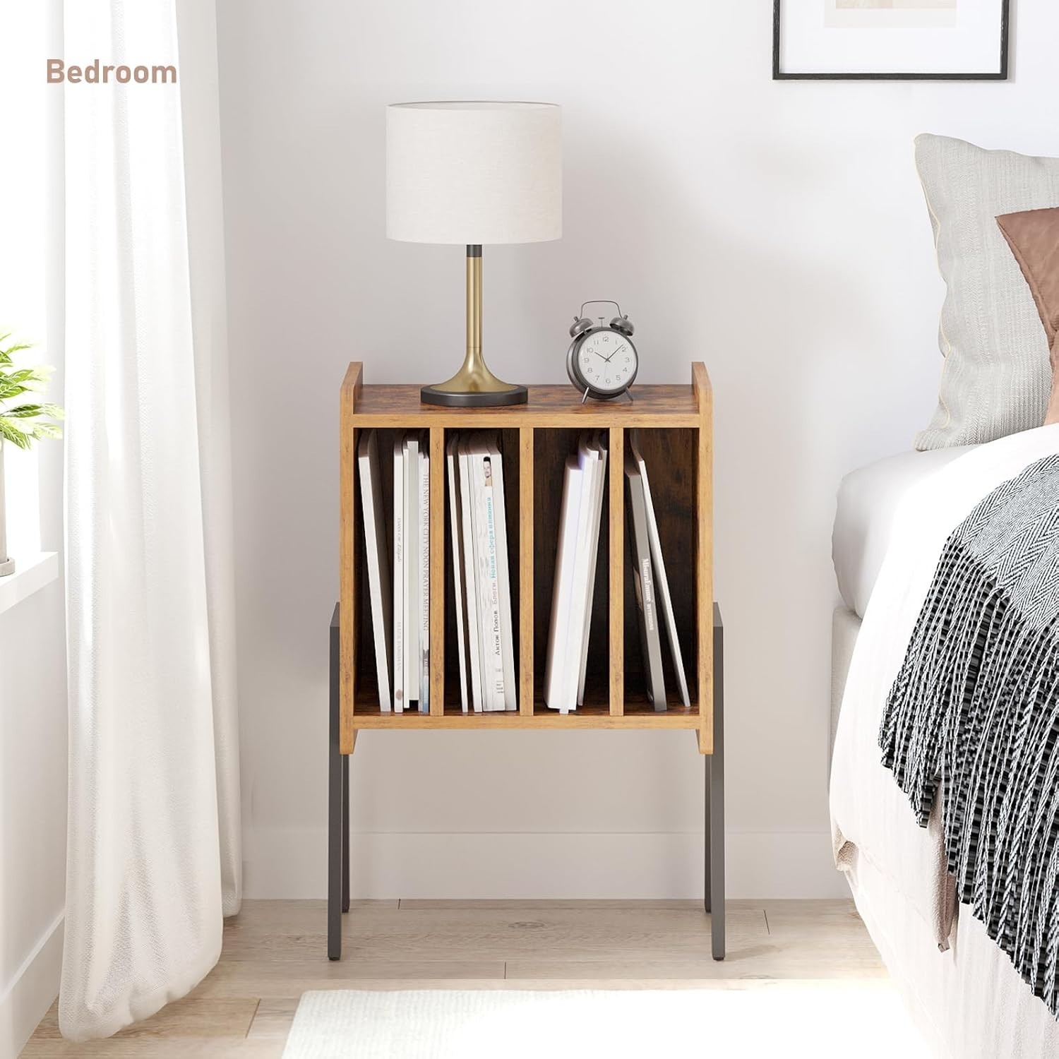 Record Player Stand Table with Vinyl Storage Shelf Nightstand