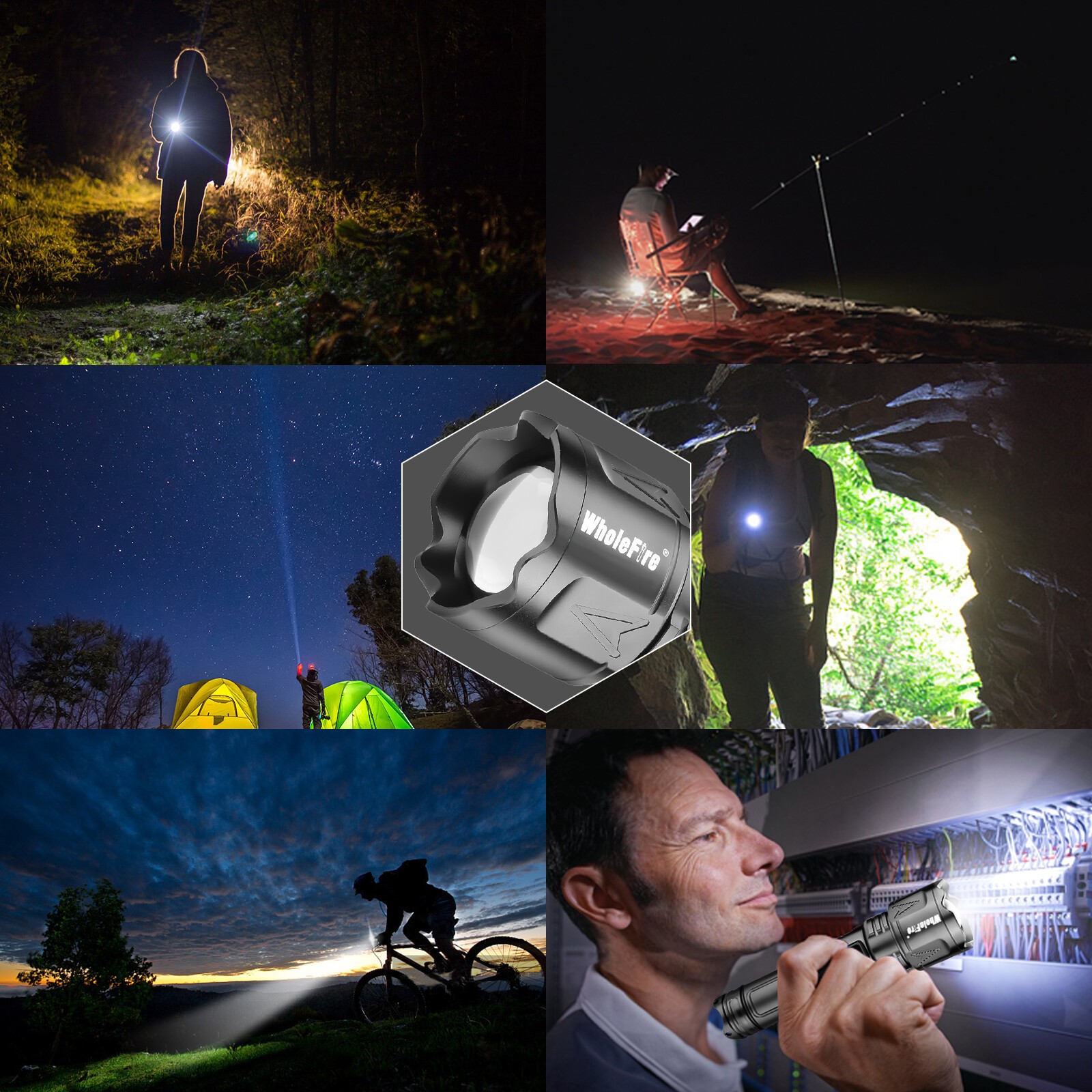 Super Bright 9000000 Lm LED Tactical Flashlight Rechargeable Powerful Work Light