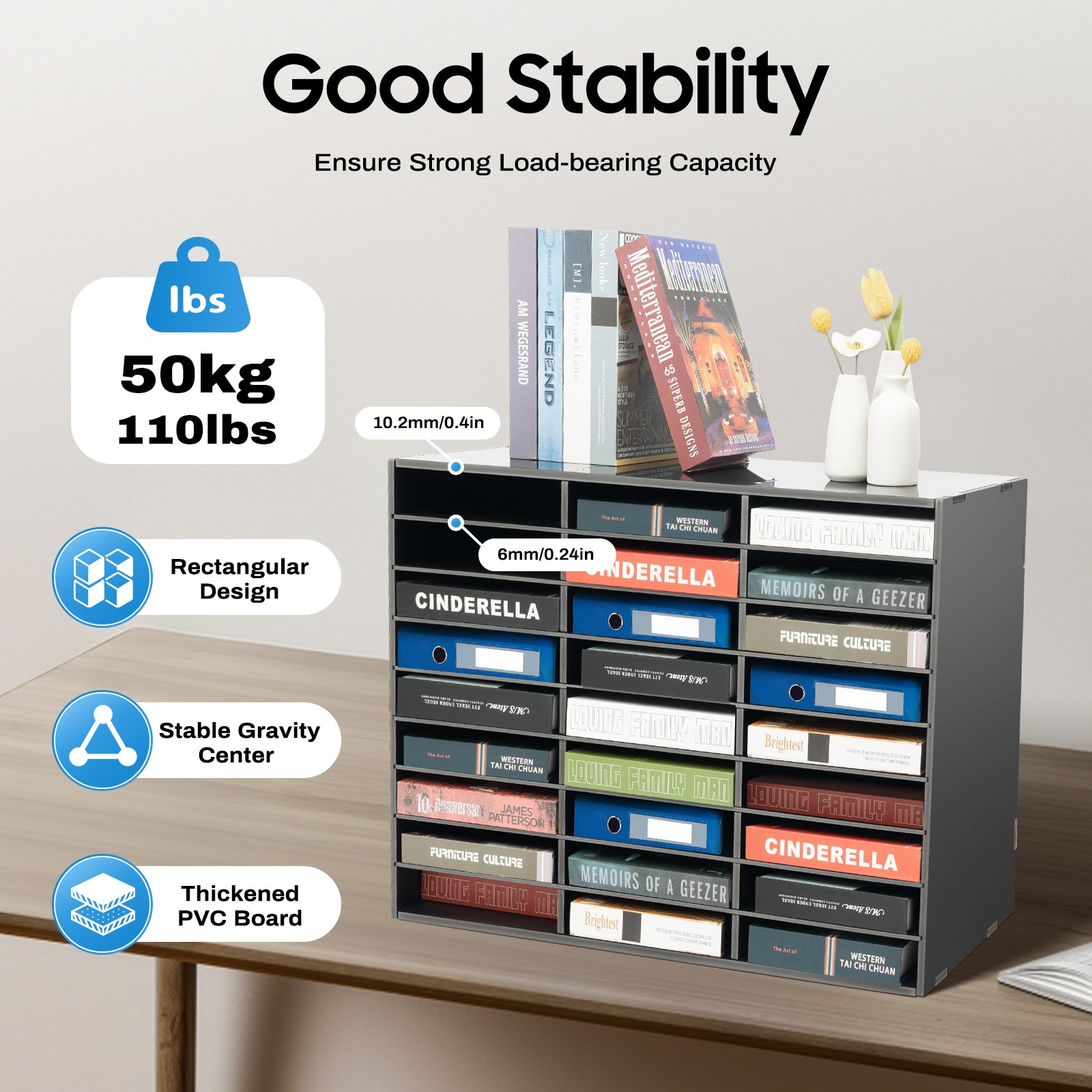 Modern 27 Slots File Storage Cabinet Literature Organizer Black 80*30.5*55.1cm