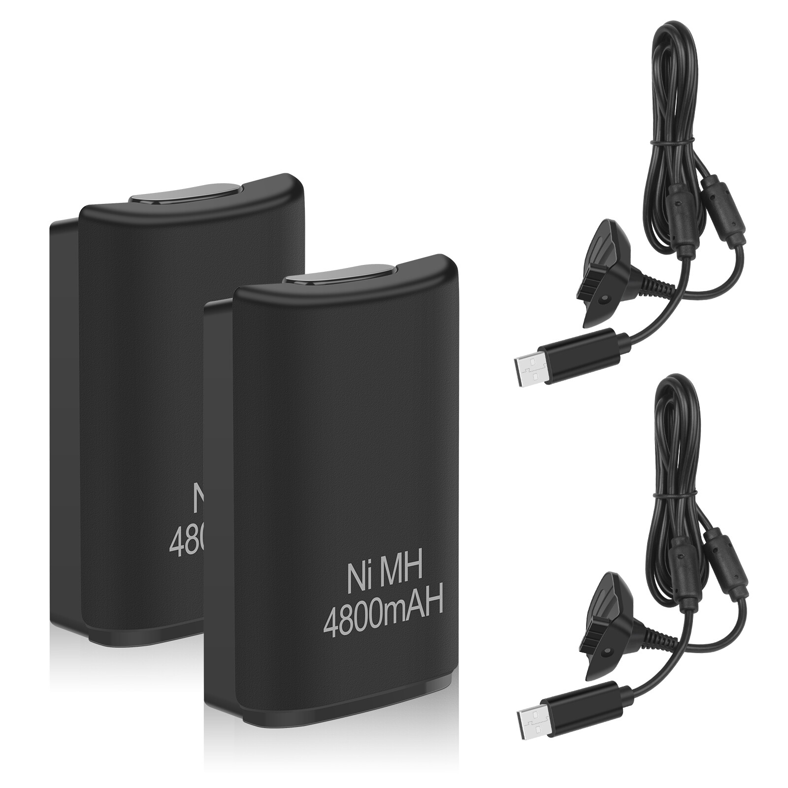 2x 4800mAh Battery Pack Charger Cable For Microsoft xBox 360 Wireless Controller