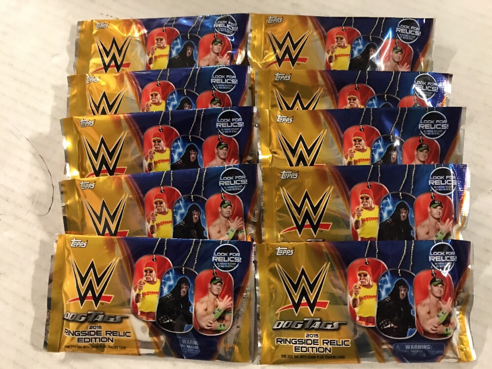 2015 WWE Wrestling Dog Tags LOT Of 10 Sealed Dog Tags Road To Wrestlemania New!