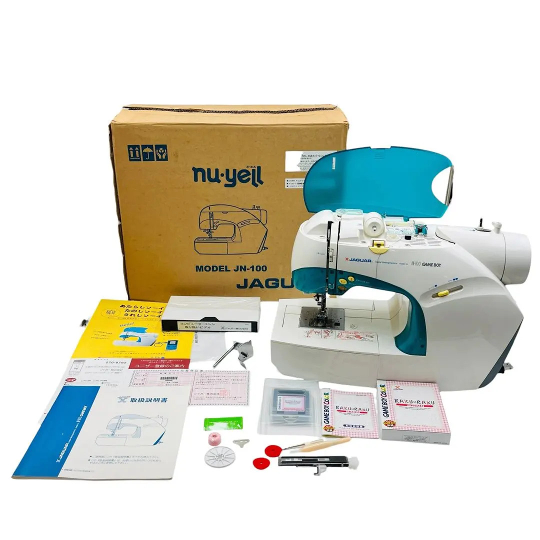 JAGUAR JN-100 Electronic Sewing Machine w/ Box Manual Game Boy Cartridge AC 100V