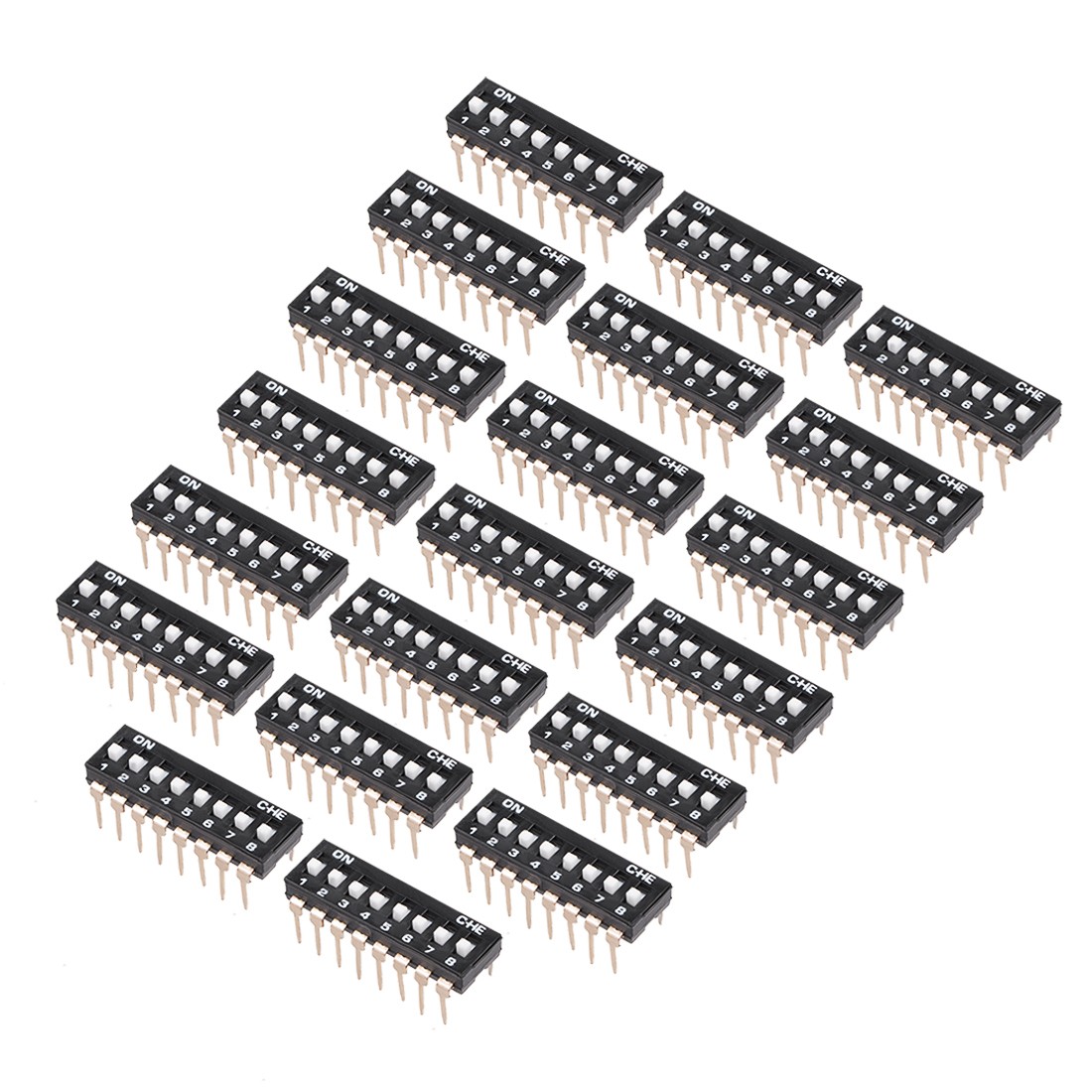 20pcs Black DIP Switch 1-8 Positions 2.54mm Pitch for Breadboards PCB