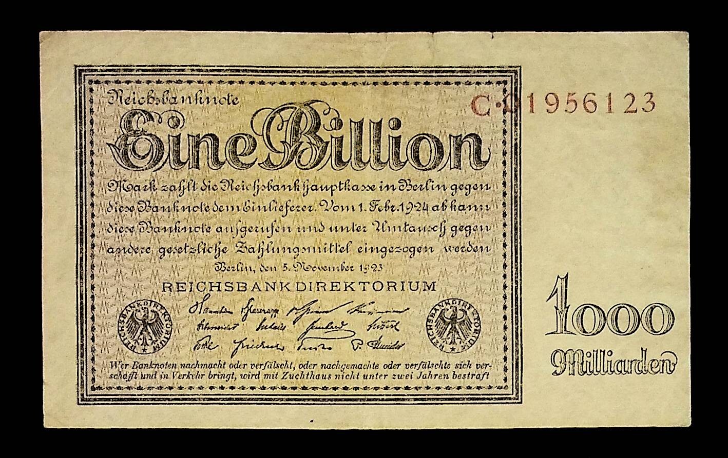 1923 Germany 1.000.000.000.000 / 1 Trillion  Mark Banknote REICHSBANK