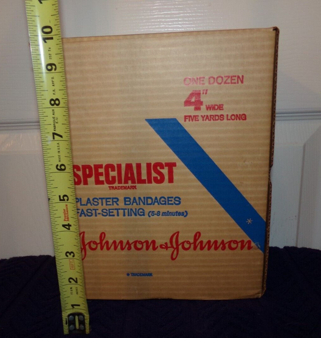 Vintage Johnson & Johnson Plaster Bandages Extra-Fast-Setting 4”x 5 yards NOS