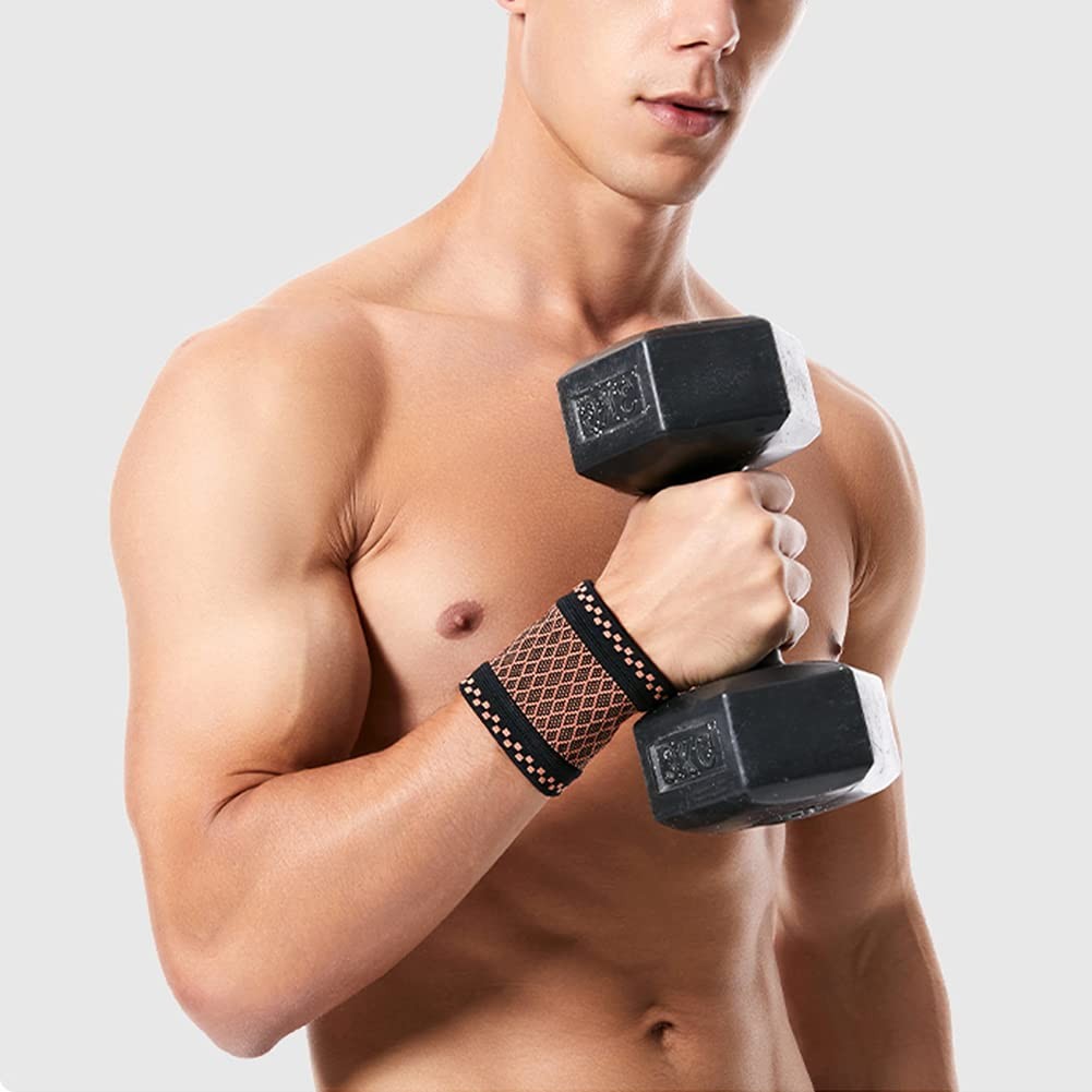 Copper Wrist Compression Brace (2Pcs), Elastic Support Sleeve Small