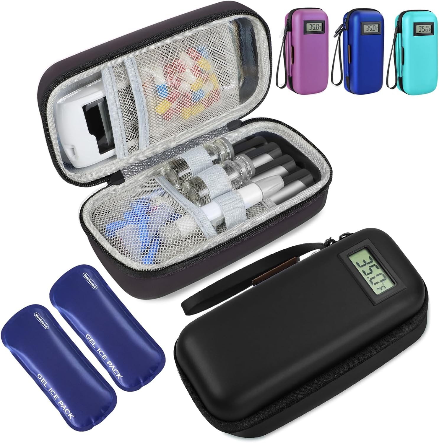 Insulin Cooler Travel Case, Portable Temperature Display Medicine Travel Cooler,