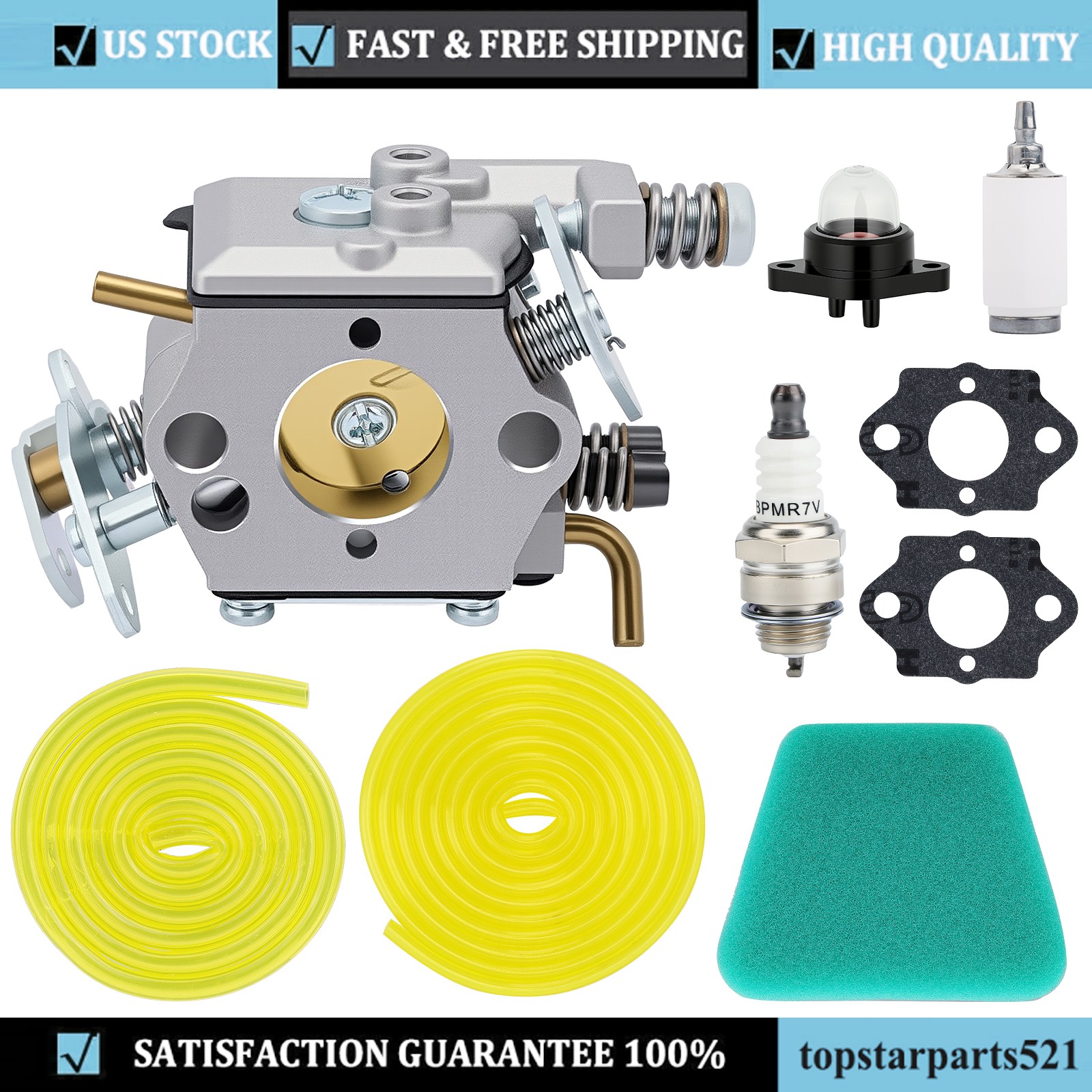 Carburetor Kit for Poulan 1950 2150 2450 2550 Chainsaw WT-891 Carb Free Shipping