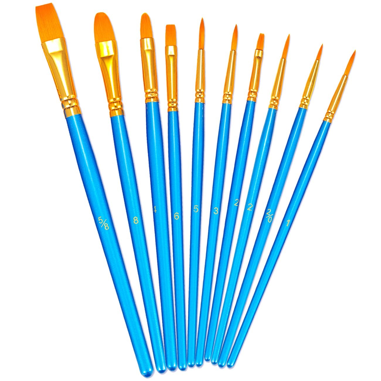 10 Pcs Paint Brush Set Nylon Hair Artist Detail Paintbrushes for Face Nail Body