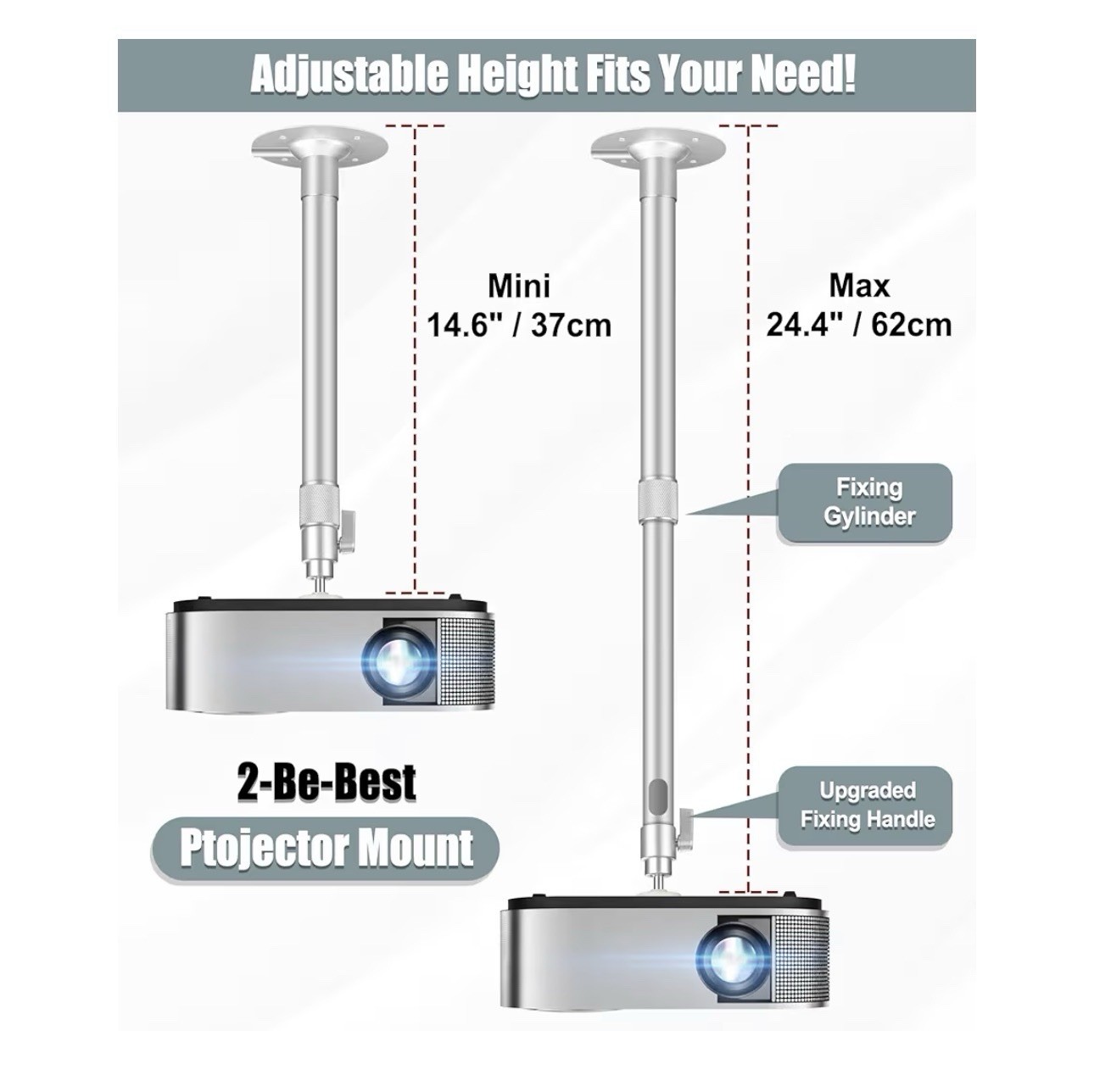 2-Be-Best Upgraded Projector Mount Extending Projector Ceiling Mount Adjustable
