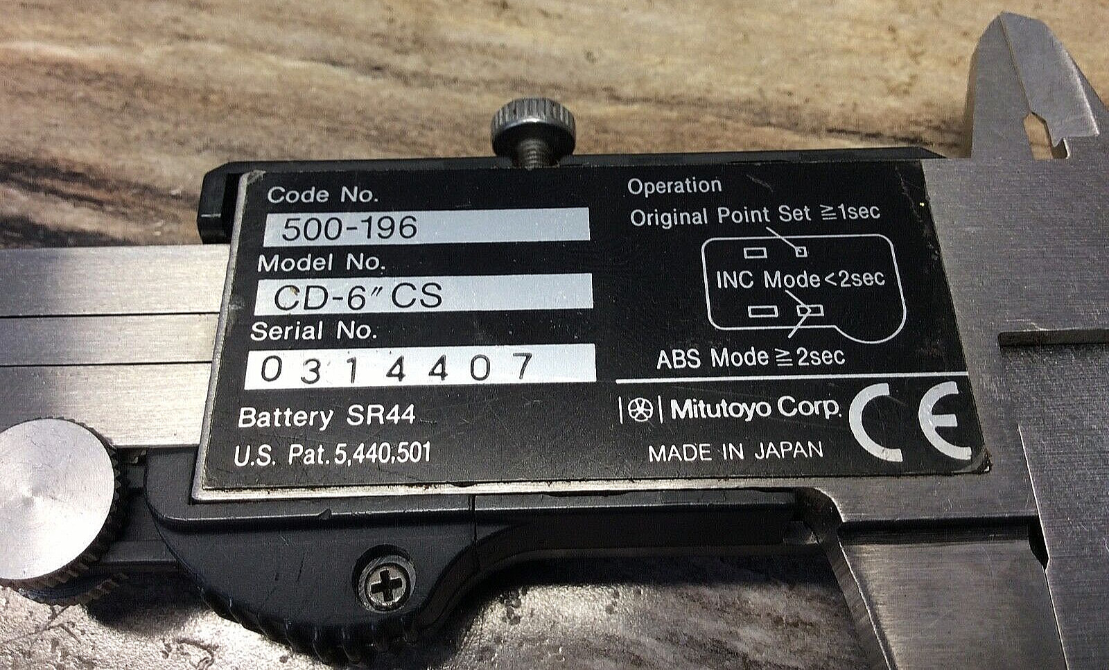 Mitutoyo 500-196 Model # CD-6"CS Vernier Caliper