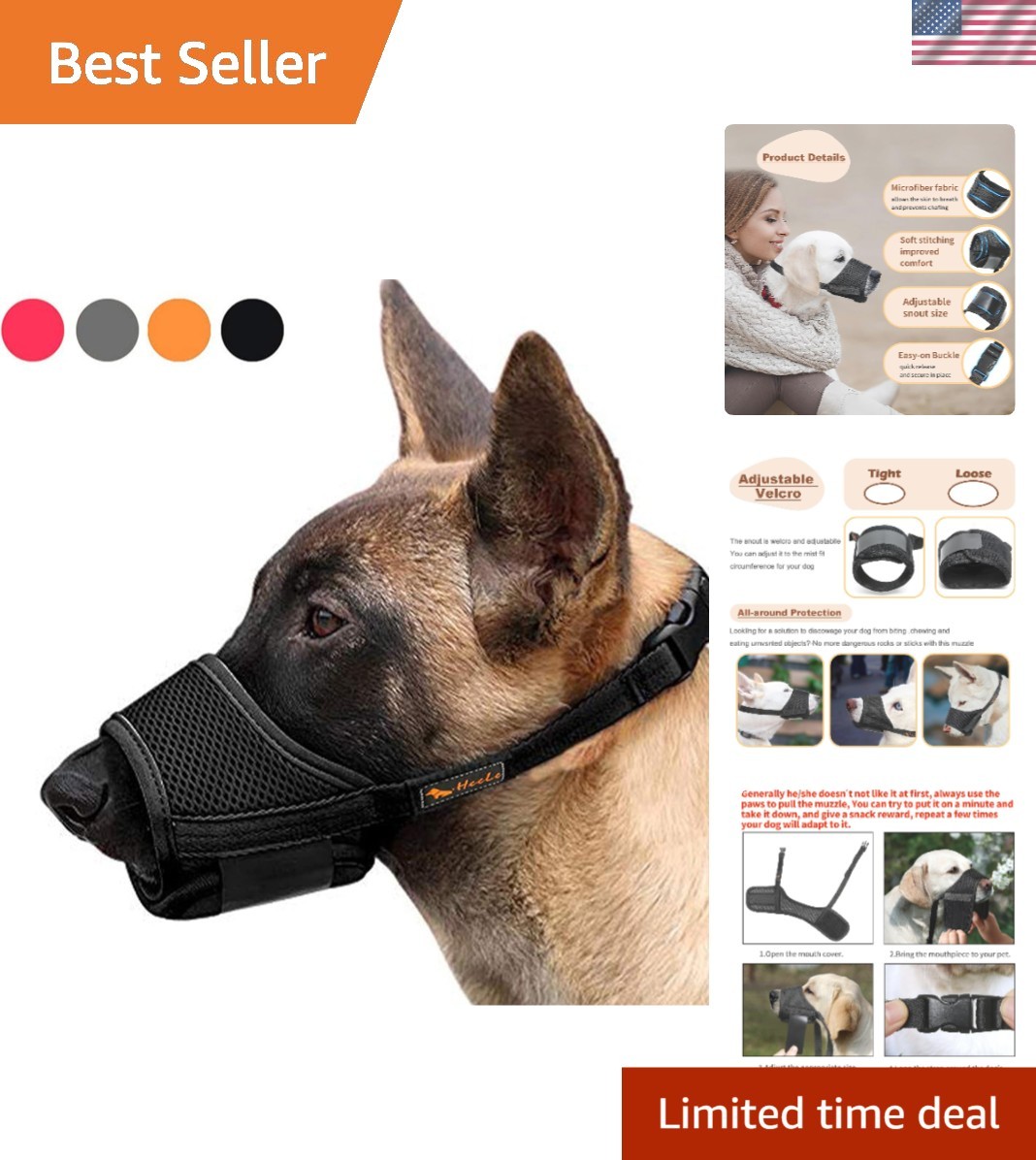 Adjustable Soft Nylon Muzzle for Dogs - Breathable & Comfortable for All Sizes
