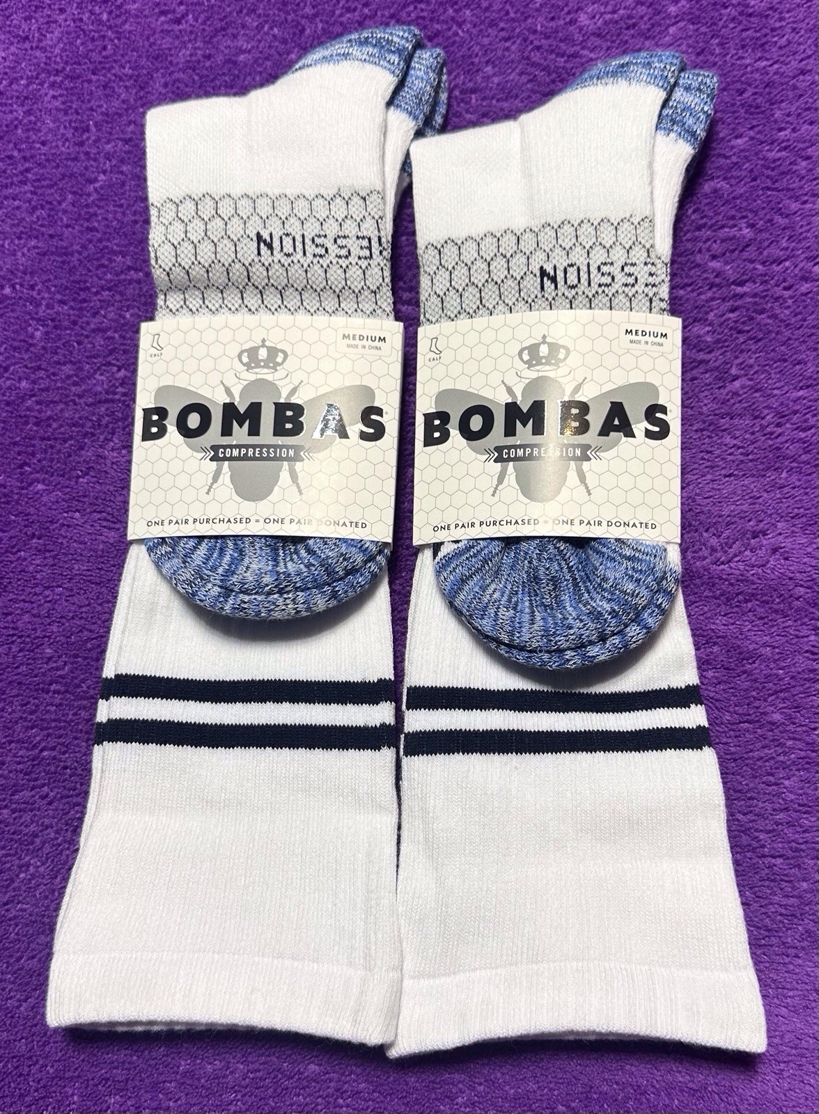 Bombas 2-Pack Unisex Everyday Compression Socks 15-20mm Multicolor Size Medium