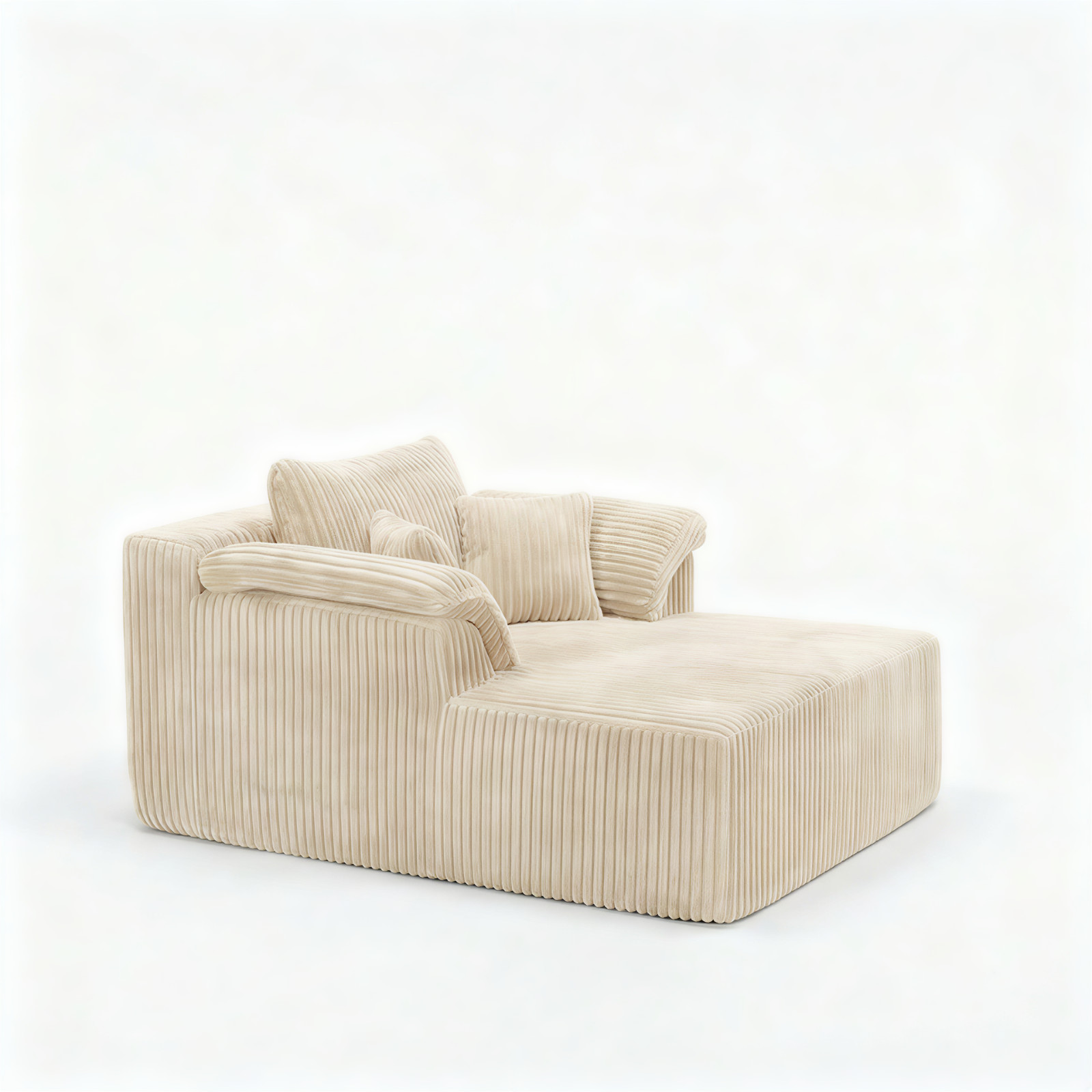 60-inch indoor oversized corduroy lounge chair, no assembly required (Beige)