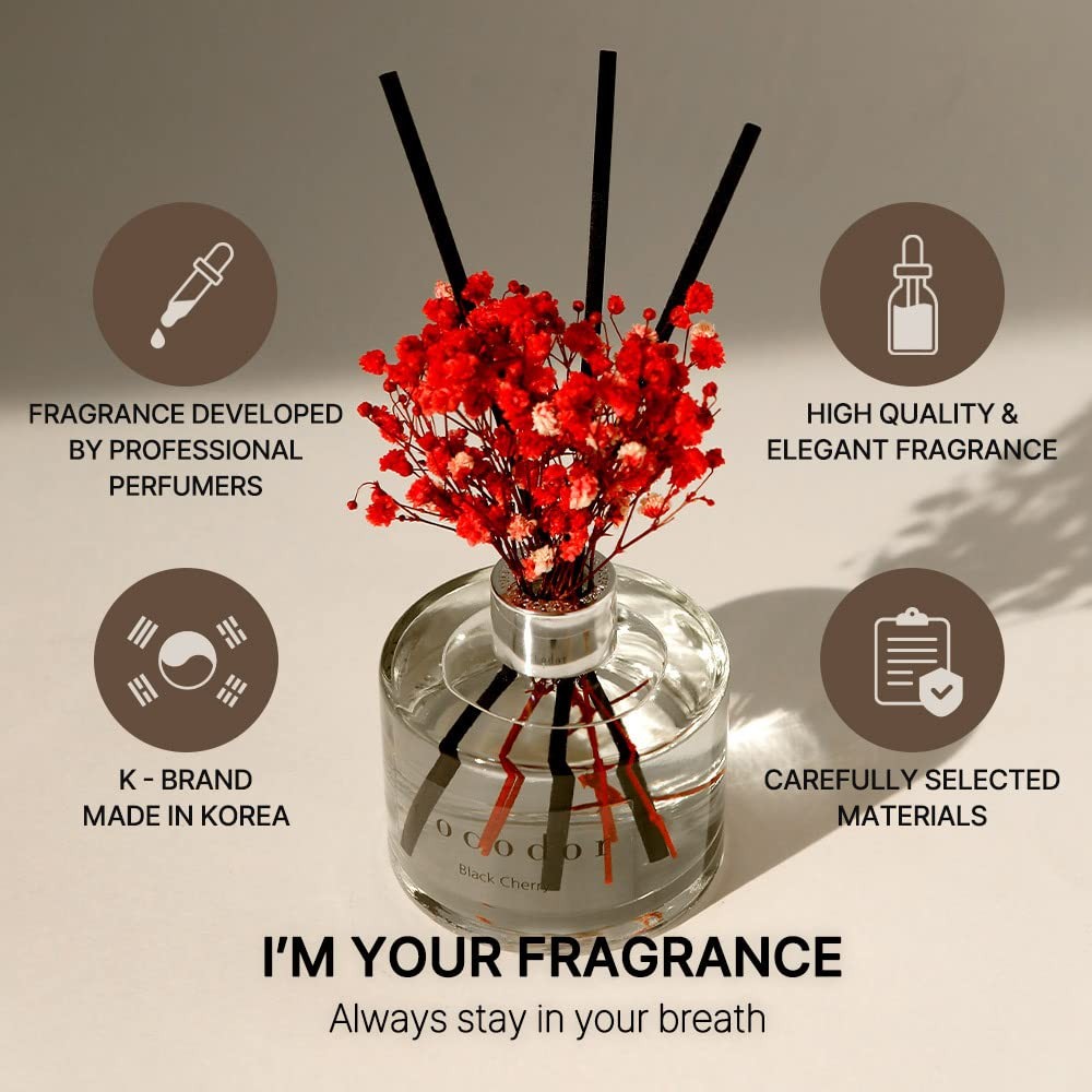 COCODOR Flower Reed Diffuser Set / 6.7oz / White Jasmine/Scent Diffuser with Sti