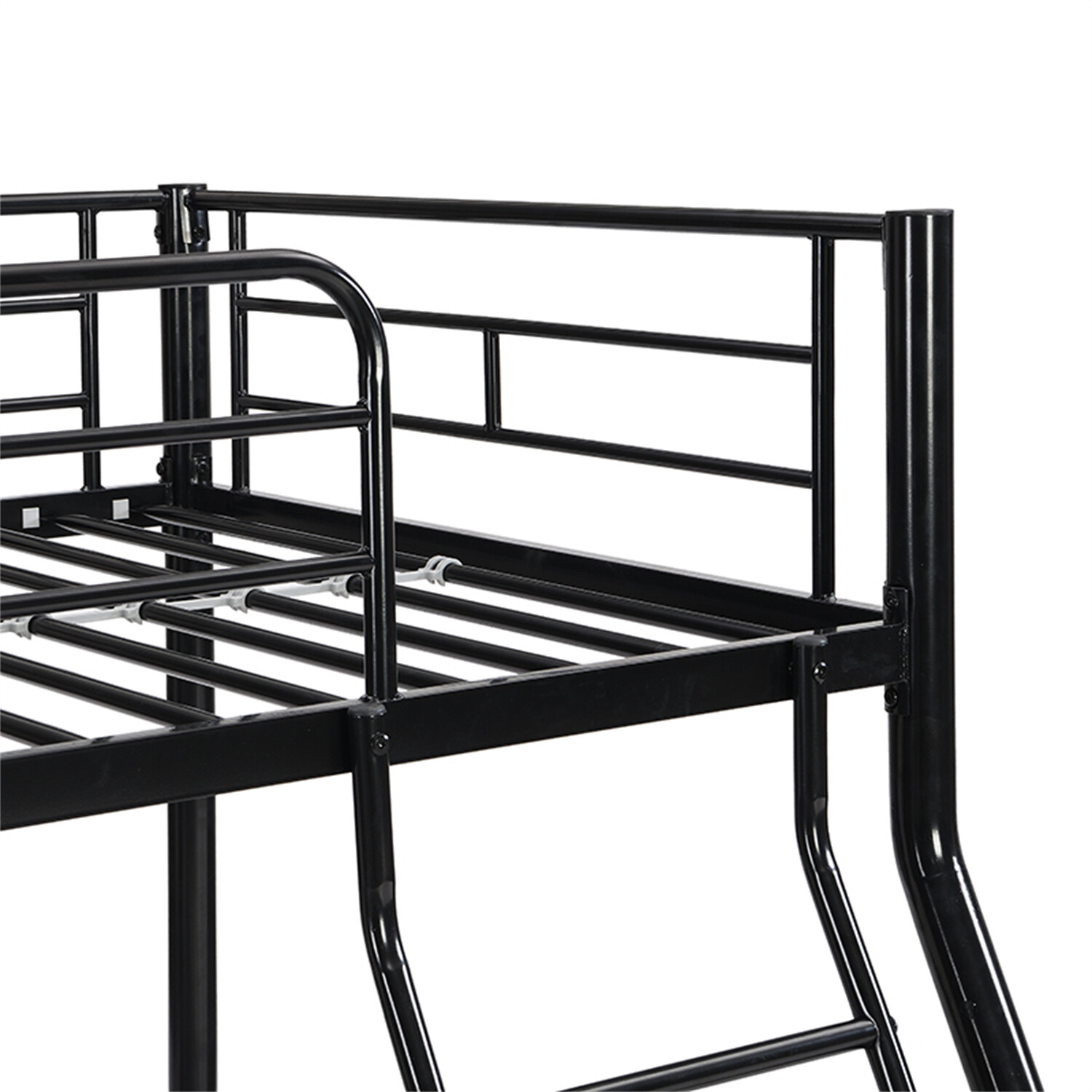 Twin Over Full Bunk Bed Heavy Duty Metal Bunk Bed Frame with Ladder Black